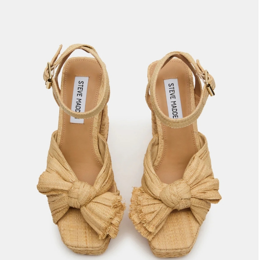 Steve Madden Romey Natural Raffia Platform Sandals - Picture 3 of 10